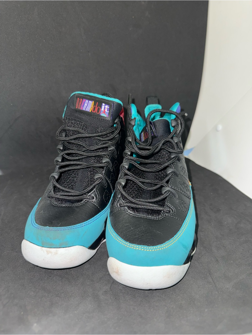 Jordan Kids Black & Teal High-Top Sneakers